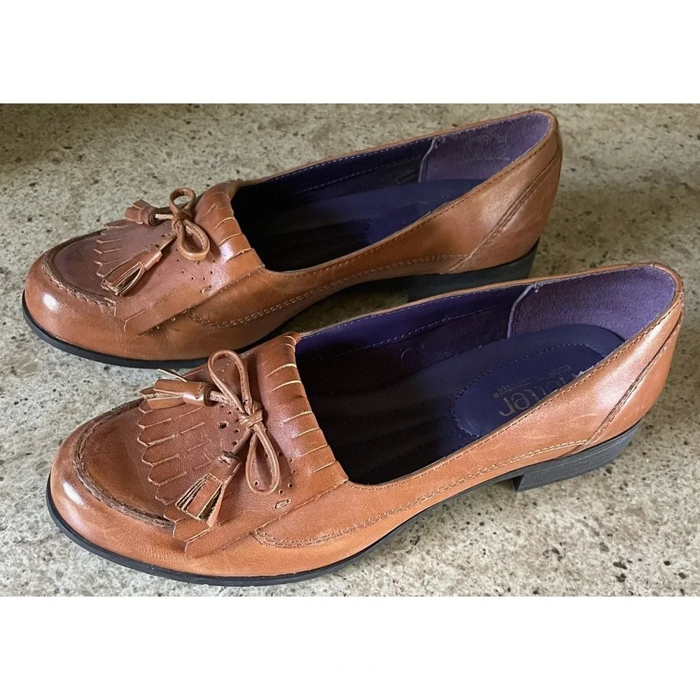 Hotter Comfort Concept Tassel Shoes Loafers Brown Leather Women's Size 7